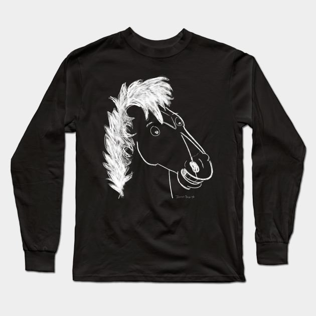 Portrait of A Horseman - White Long Sleeve T-Shirt by InsomniackDesigns